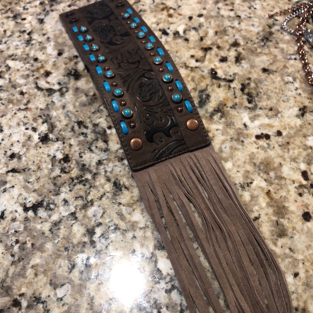 Leather snap western bracelet